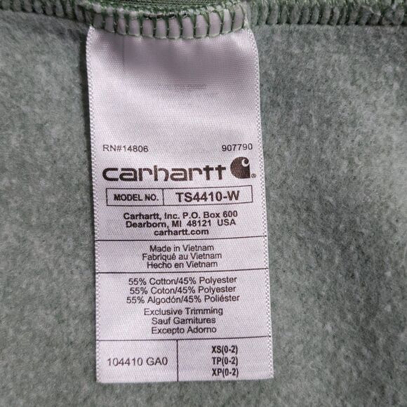 Carhartt Womens Fleece Graphic Sweatshirt Green Cotton Crew Neck #104410 Size XS - Picture 8 of 10